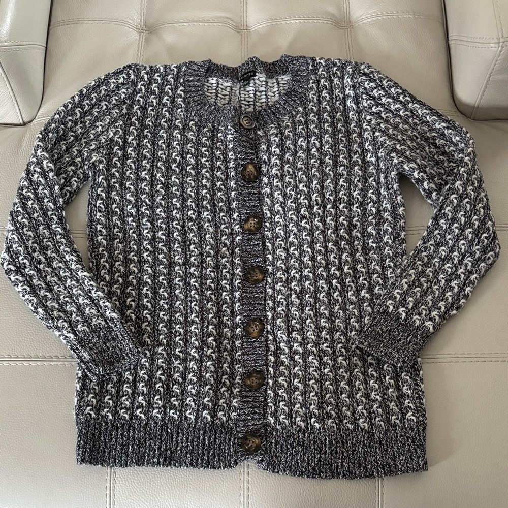 Talbots Black and White Knit Cardigan